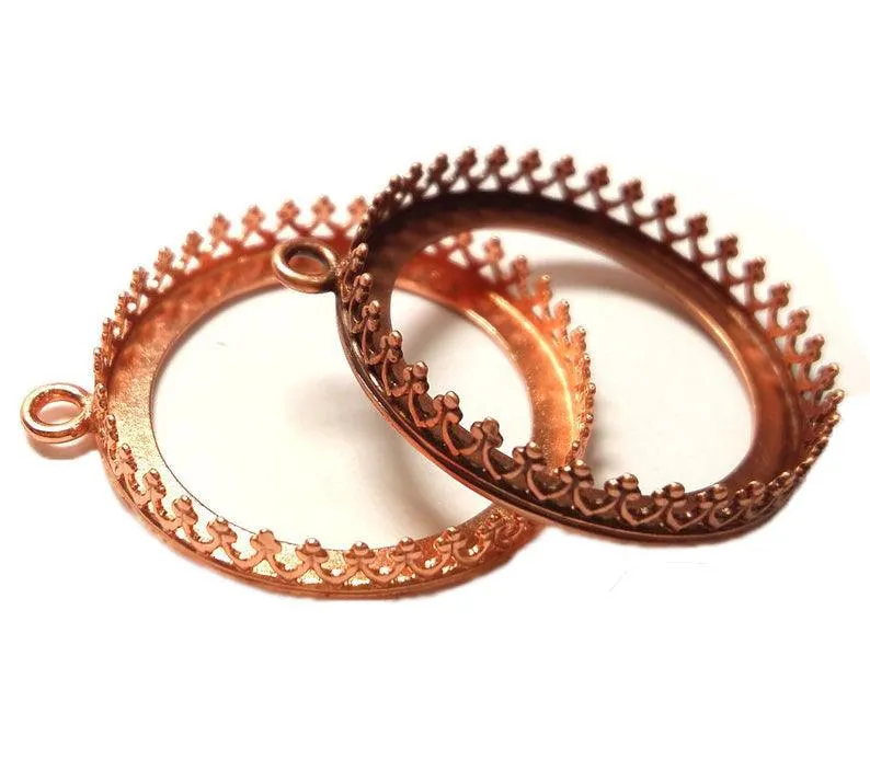 12mm Copper Plated Fancy Bezel Round w/ loop