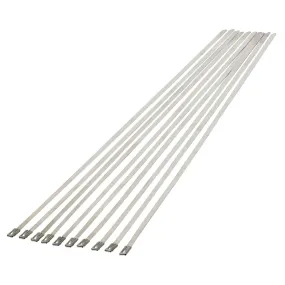 14 inch Stainless Steel Exhaust Zip Ties - 10 Pack - For Exhaust Header Wrap