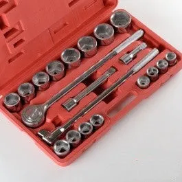 21 Piece 3/4" Drive SAE Size Sized Large Ratchet Socket Set Tool Kit Wrench