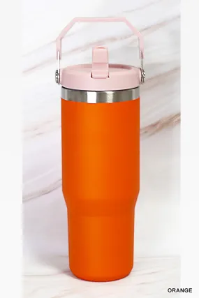 30OZ STAINLESS STEEL FLIP STRAW TUMBLER