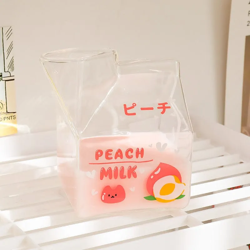 380ml Kawaii Milk Glass Water Cup