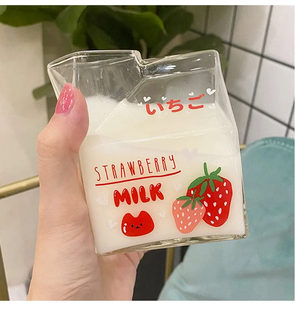 380ml Kawaii Milk Glass Water Cup