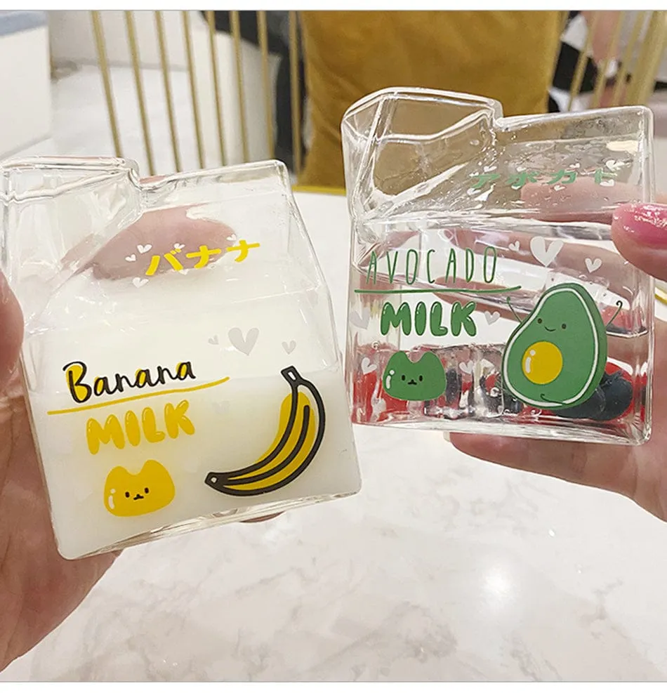 380ml Kawaii Milk Glass Water Cup