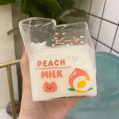 380ml Kawaii Milk Glass Water Cup