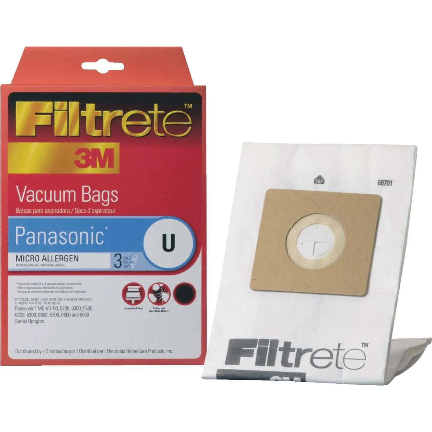 3M Filtrete Panasonic Type U, U3, U6 Micro Allergen Vacuum Bag (3-Pack)