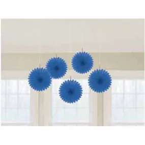 5 Pack Bright Royal Blue Fan Decorations - 15cm