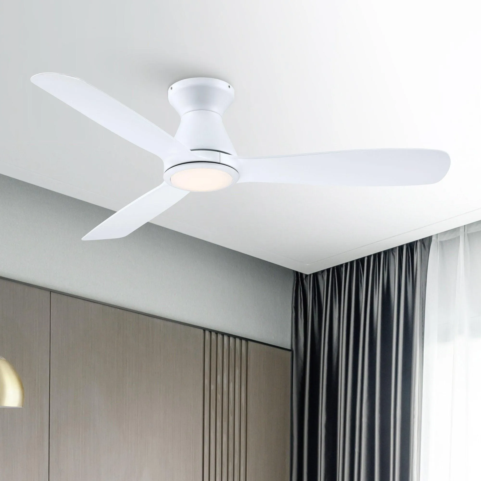 52" Ahmedabad Industrial DC Motor Flush Mount Reversible Ceiling Fan with LED Lighting and Remote Control