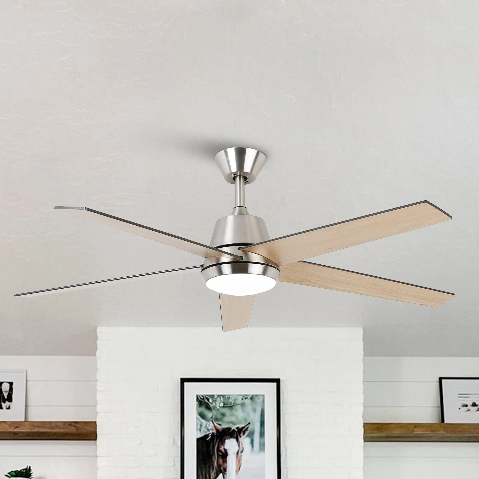 52" Vaczon 5 Blades Ceiling Fan with LED Light and Remote Control