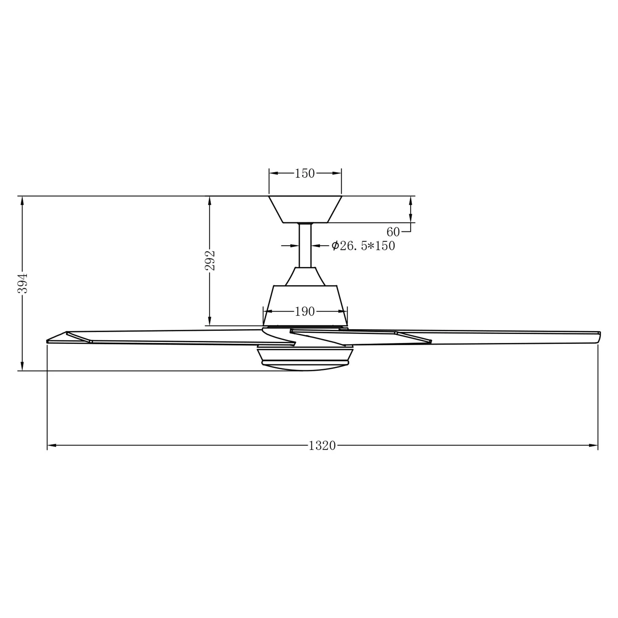 52" Vaczon 5 Blades Ceiling Fan with LED Light and Remote Control