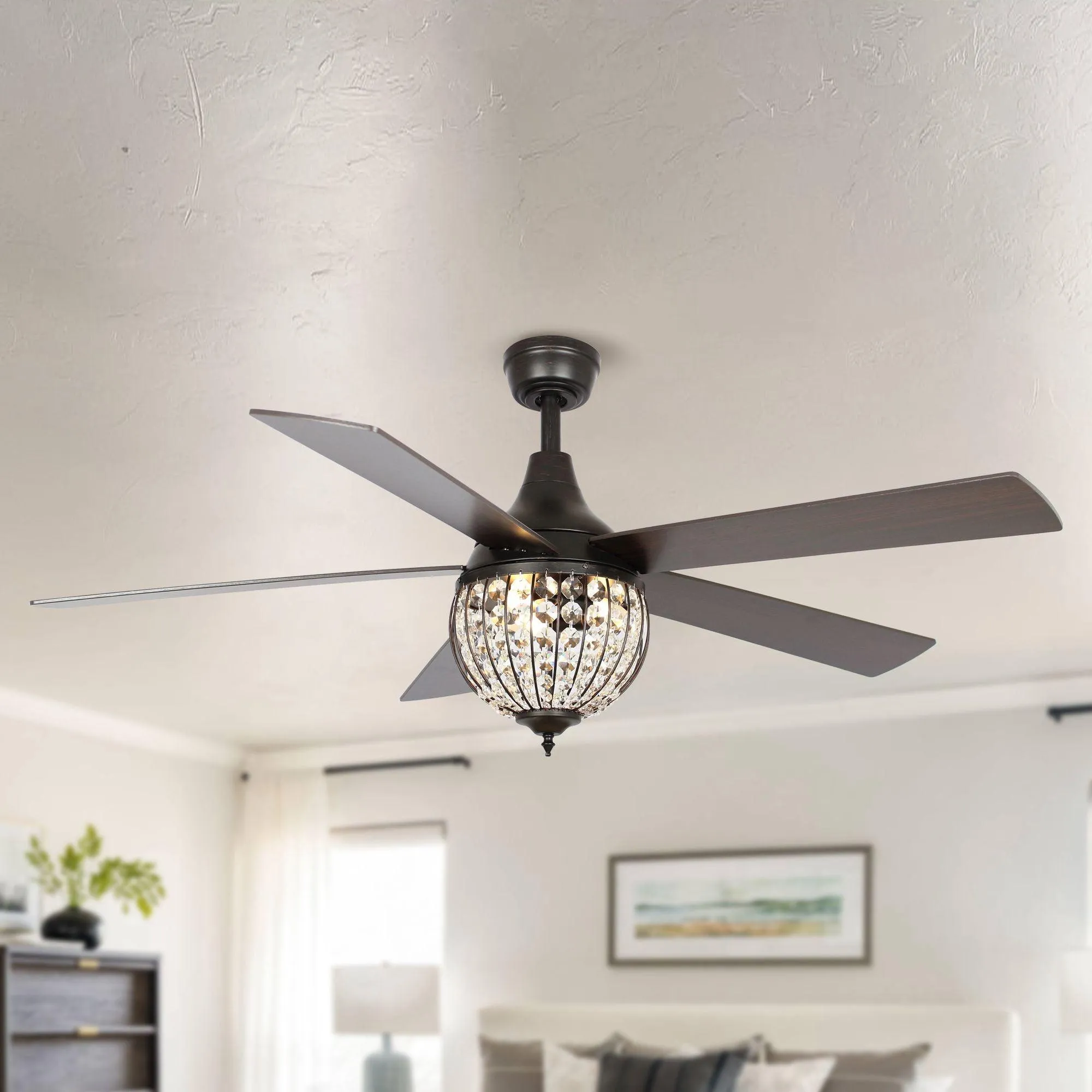 52" Varanasi Traditional Downrod Mount Ceiling Fan with Lighting and Remote Control