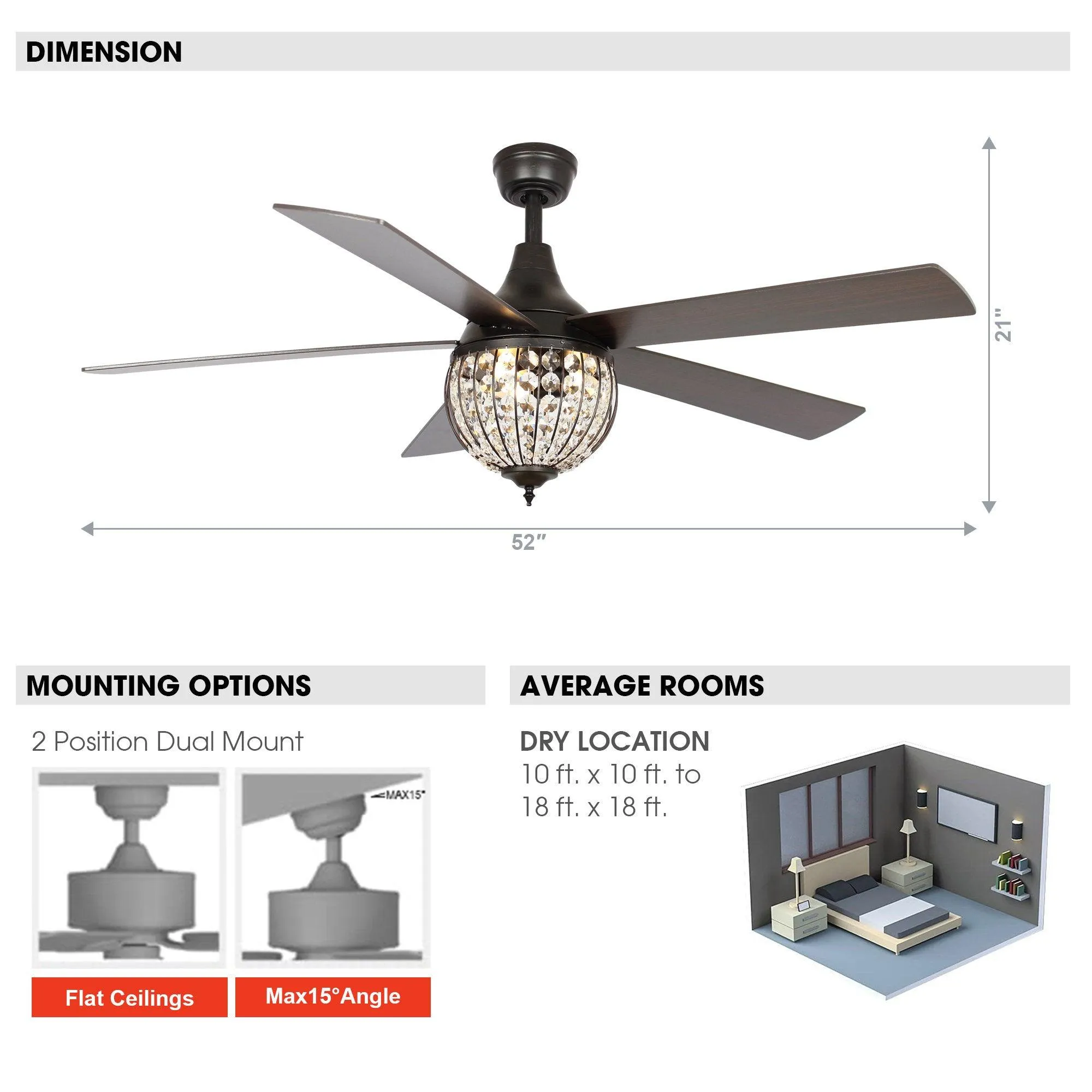 52" Varanasi Traditional Downrod Mount Ceiling Fan with Lighting and Remote Control