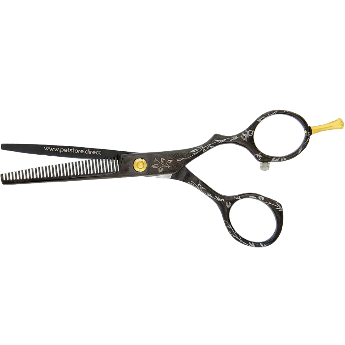 5.5" 35T Black Floral Thinning Shears by PetStore.Direct