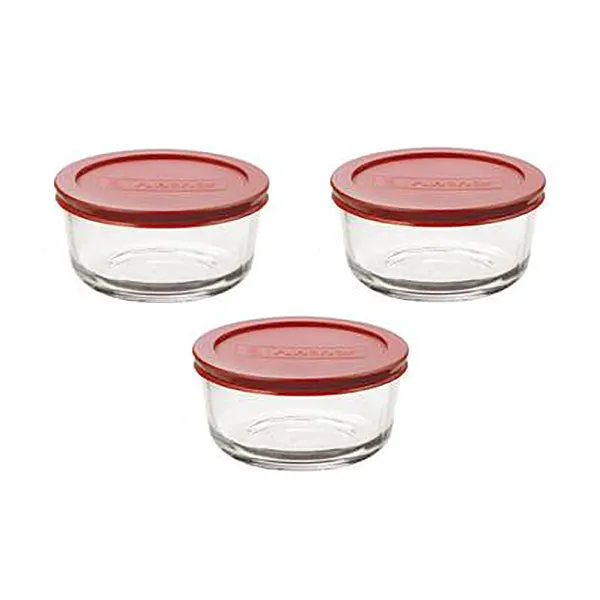 6-Piece Round Glass Food Storage Container Set 91554L20