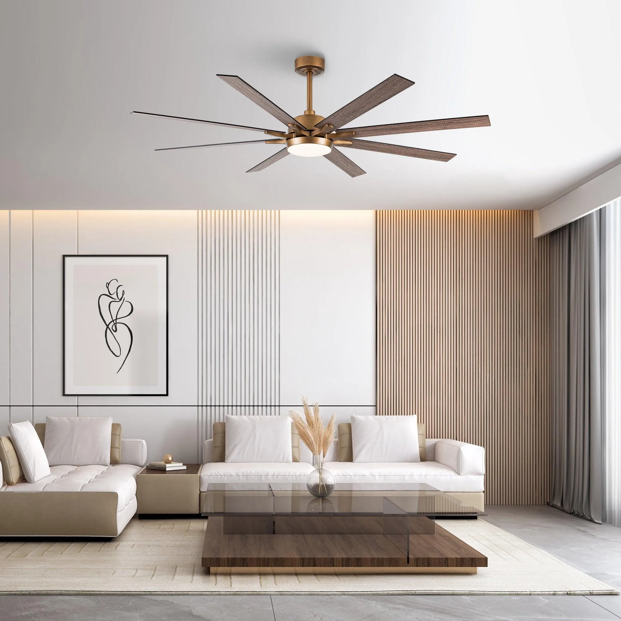 65" Balachandran Industrial DC Motor Downrod Mount Ceiling Fan with LED Lighting and Remote Control