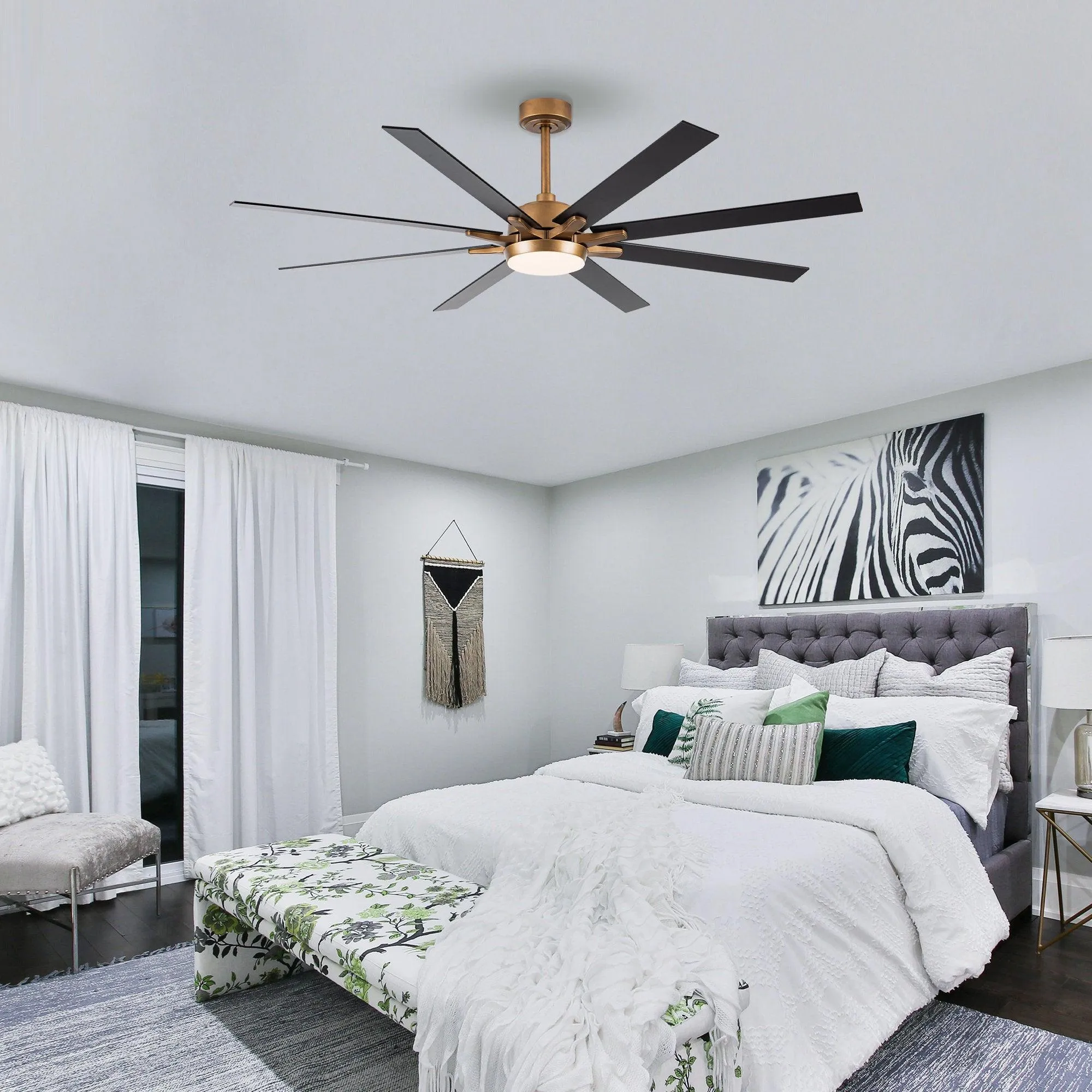 65" Balachandran Industrial DC Motor Downrod Mount Ceiling Fan with LED Lighting and Remote Control