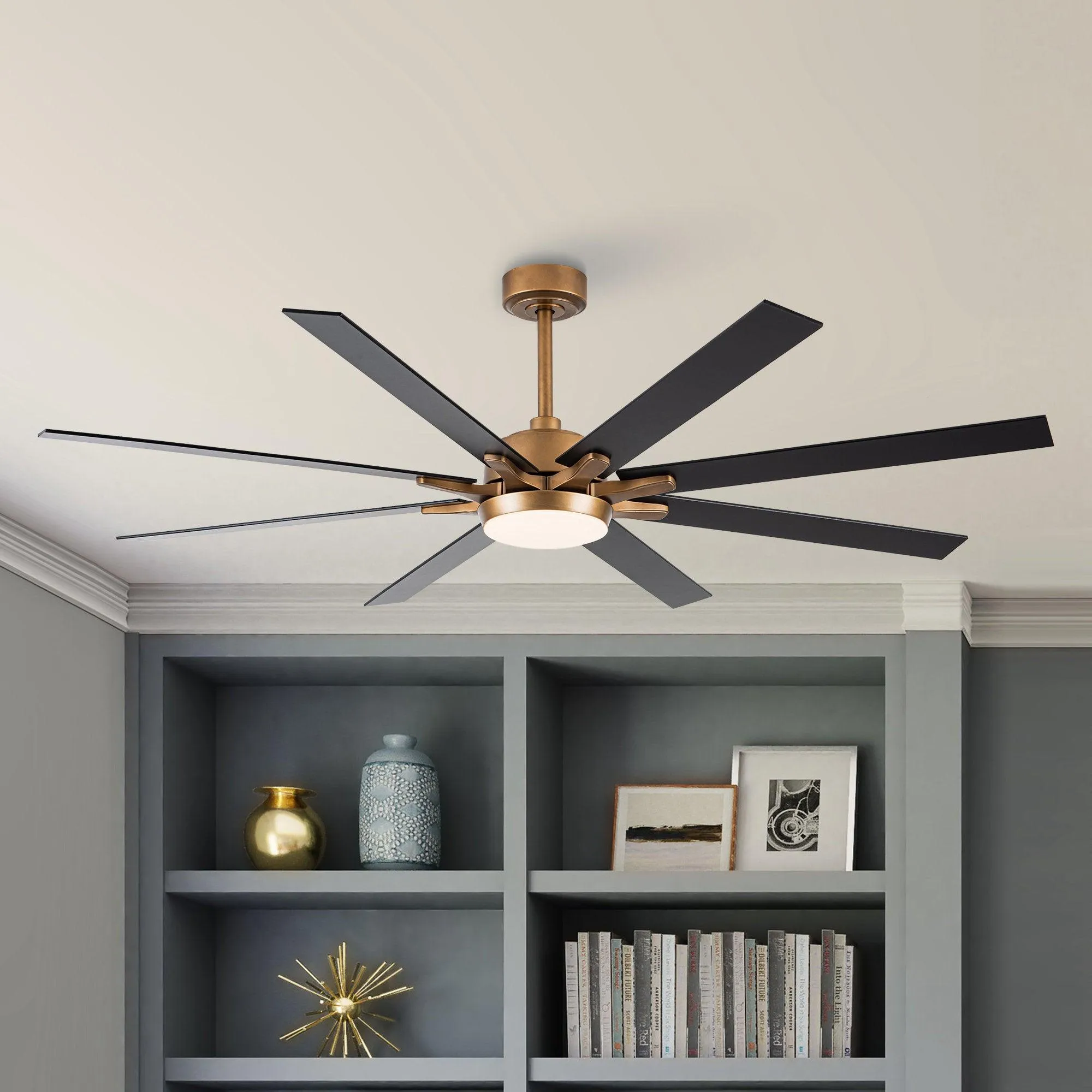 65" Balachandran Industrial DC Motor Downrod Mount Ceiling Fan with LED Lighting and Remote Control