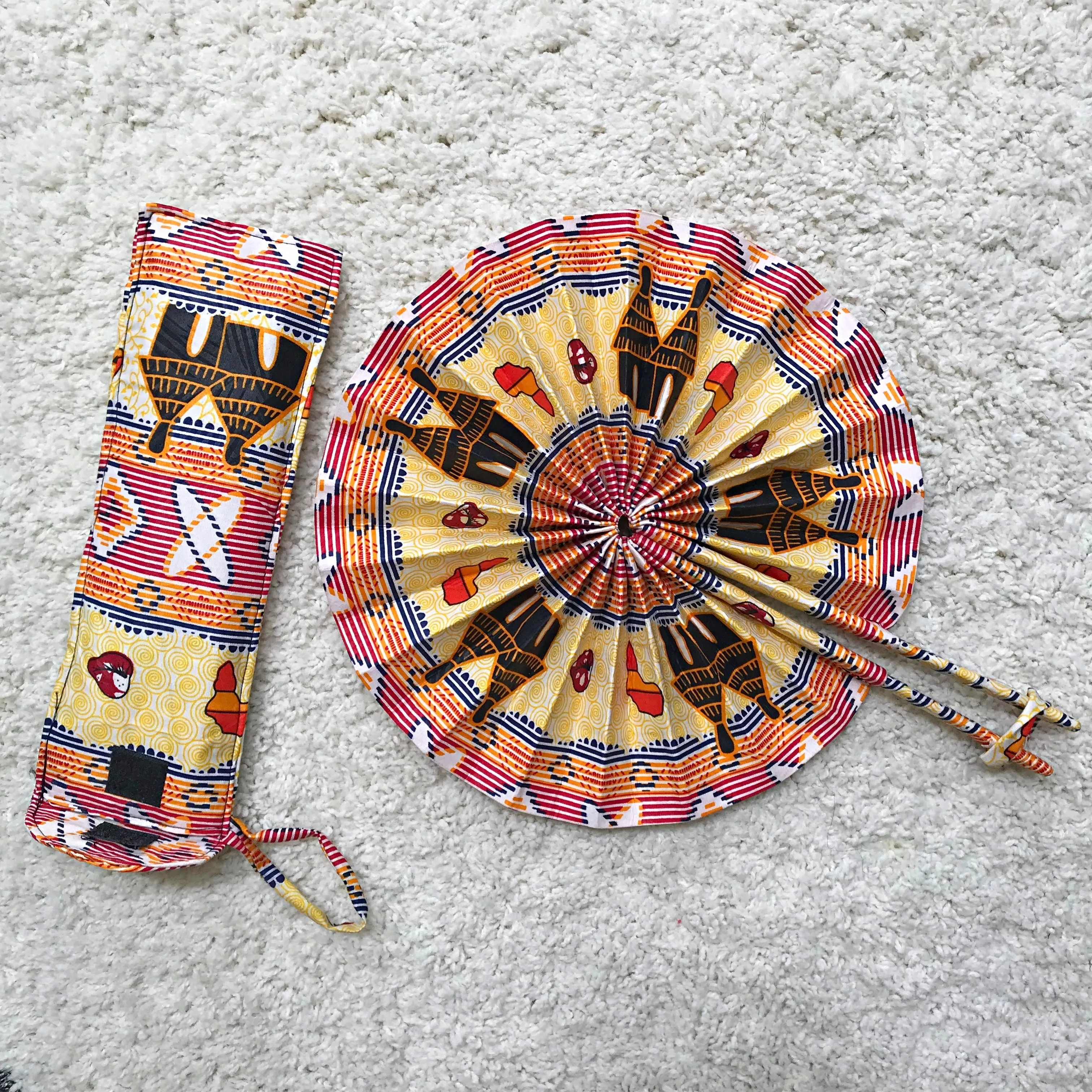 African Print Handheld Foldable Fan