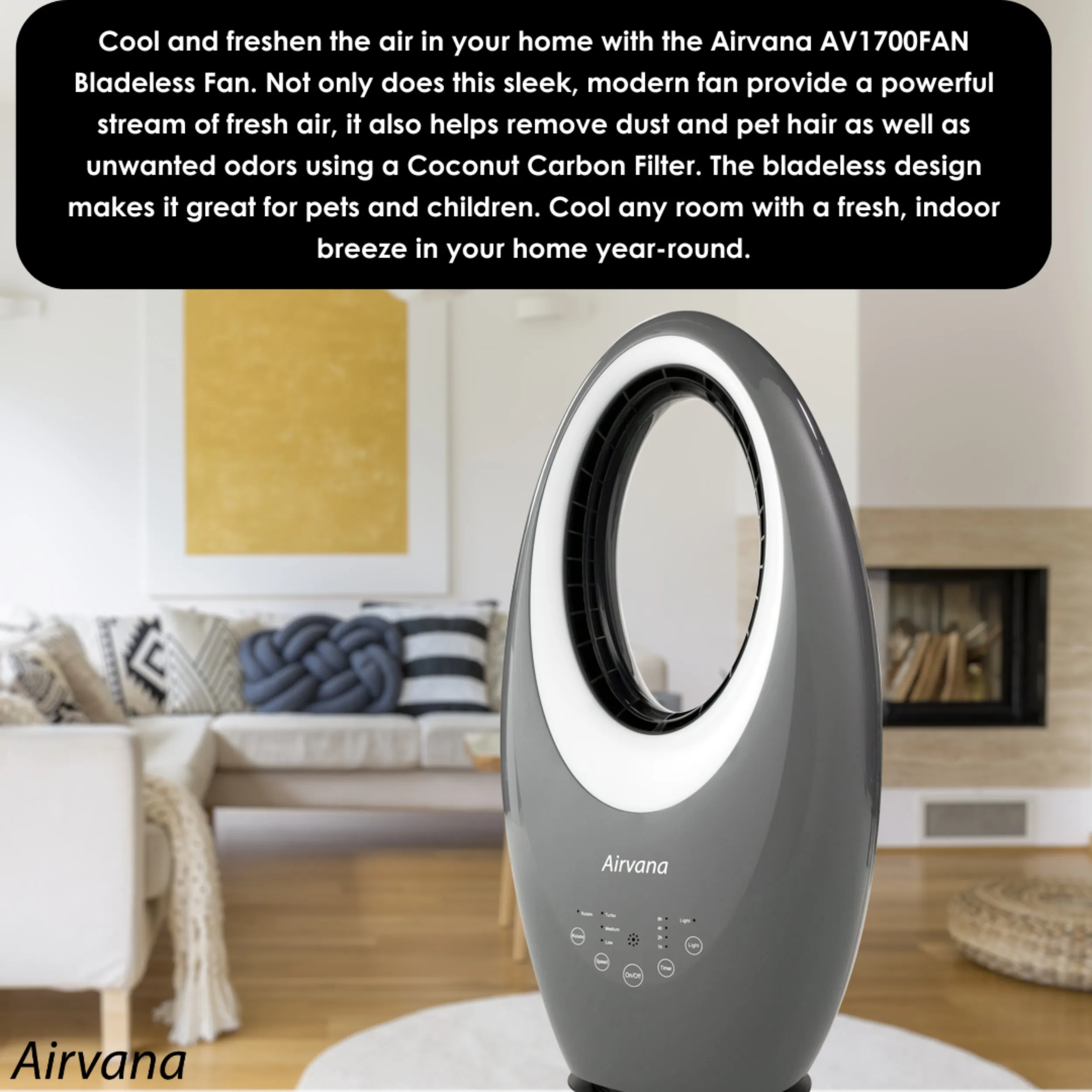 Airvana Bladeless Vortex Fan with Filter and Remote AV1700FAN