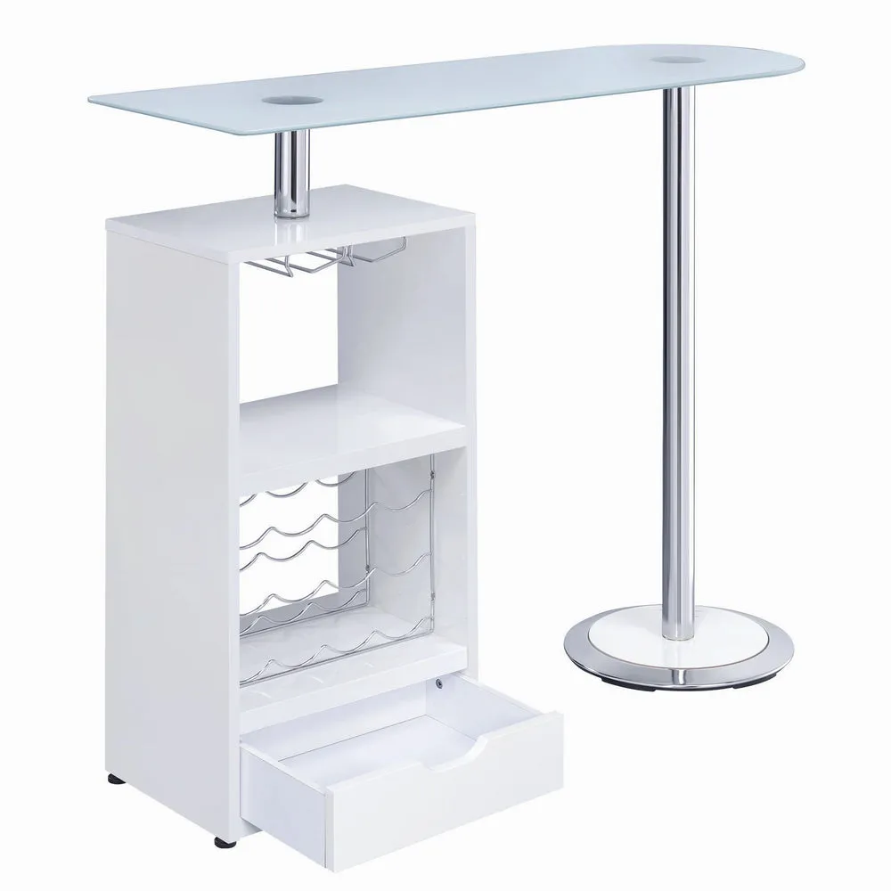 Alessia Contemporary Glossy White Wood Bar Unit