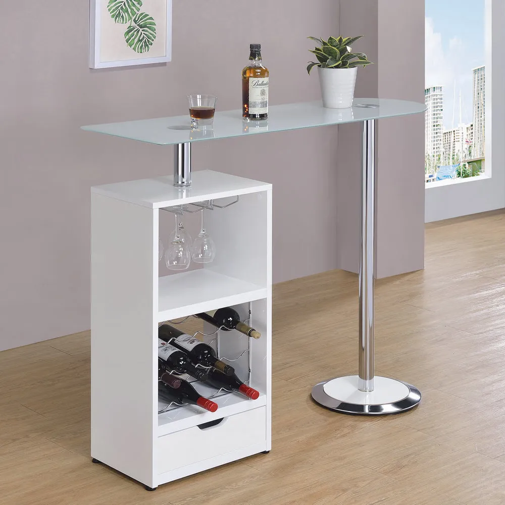 Alessia Contemporary Glossy White Wood Bar Unit