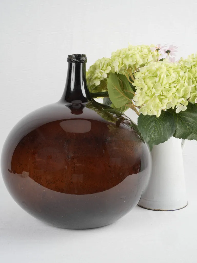 Antique French Dark Brown Demijohn 17¾"