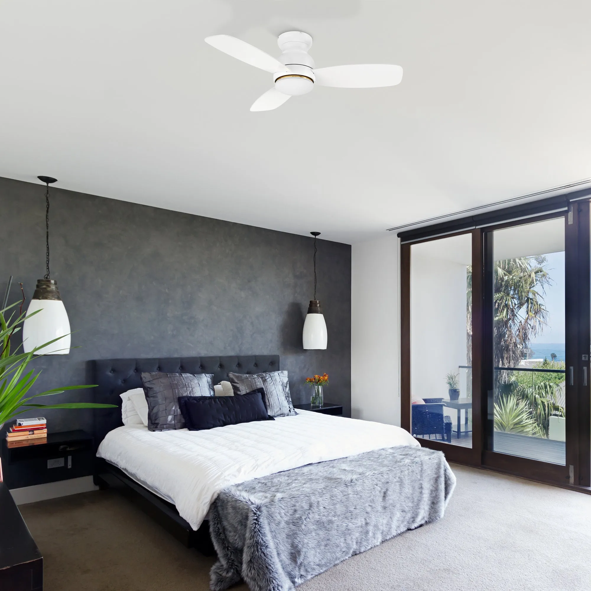 Arran Low Profile Ceiling Fan with LED Light and Remote 44 inch