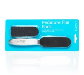 Barneys Stainless Steel Pedicure File Kit- Including 12 Replacement Pads in all grits