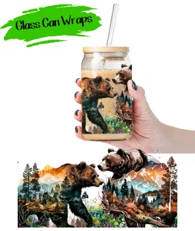 Bear Scene Wrap for 16/20 oz Cups - UV DTF or Sublimation (SHIPS IN 3-7 BUS DAYS)