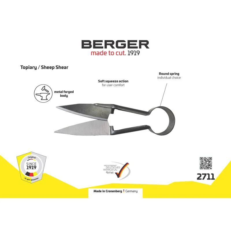 Berger Tools 2711 Sheep Shear, Round Spring, 5.5 Inch Blade, 12 Inch