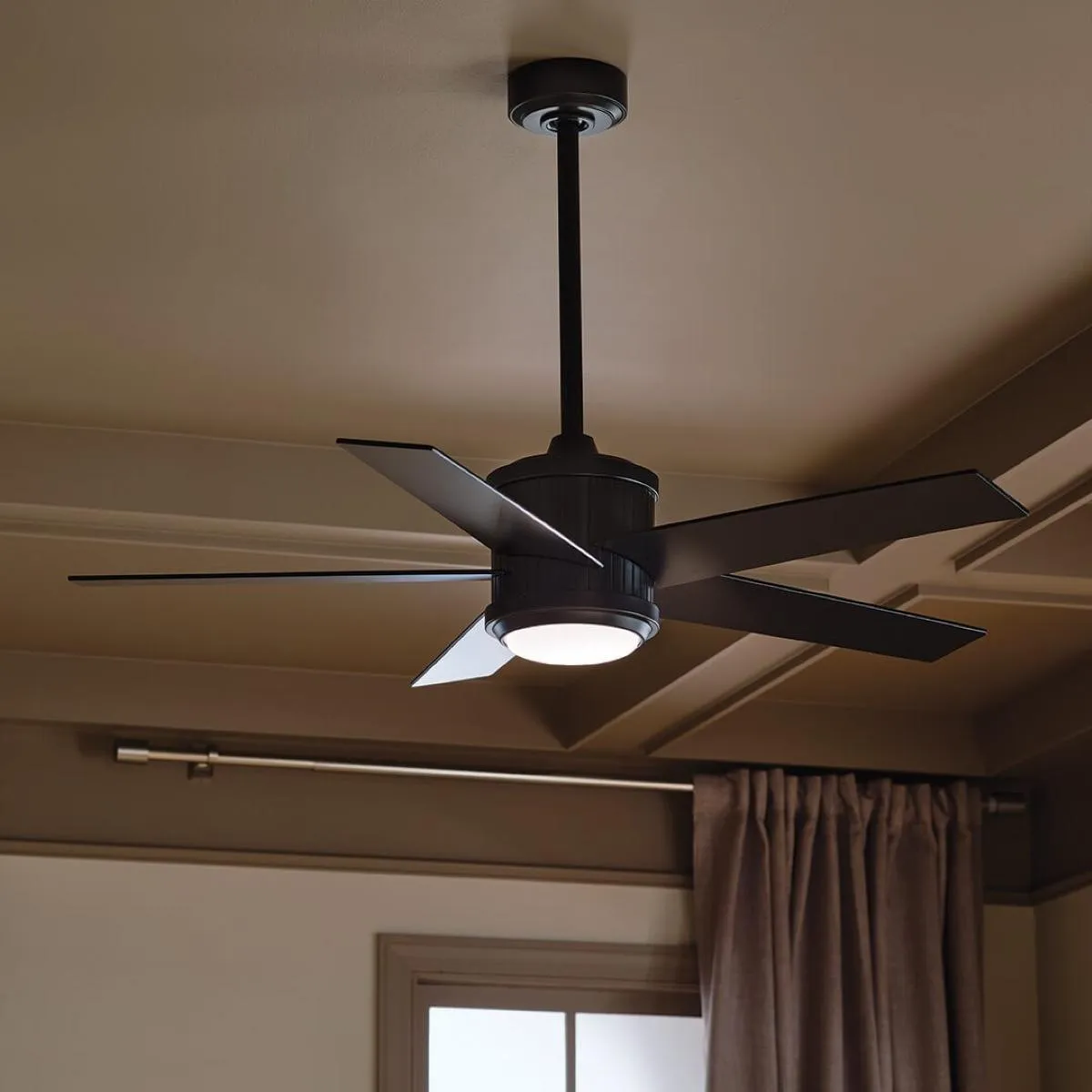 Brahm 48 Inch Satin Black LED Indoor Ceiling Fan with Remote