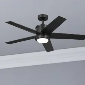 Brahm 48 Inch Satin Black LED Indoor Ceiling Fan with Remote