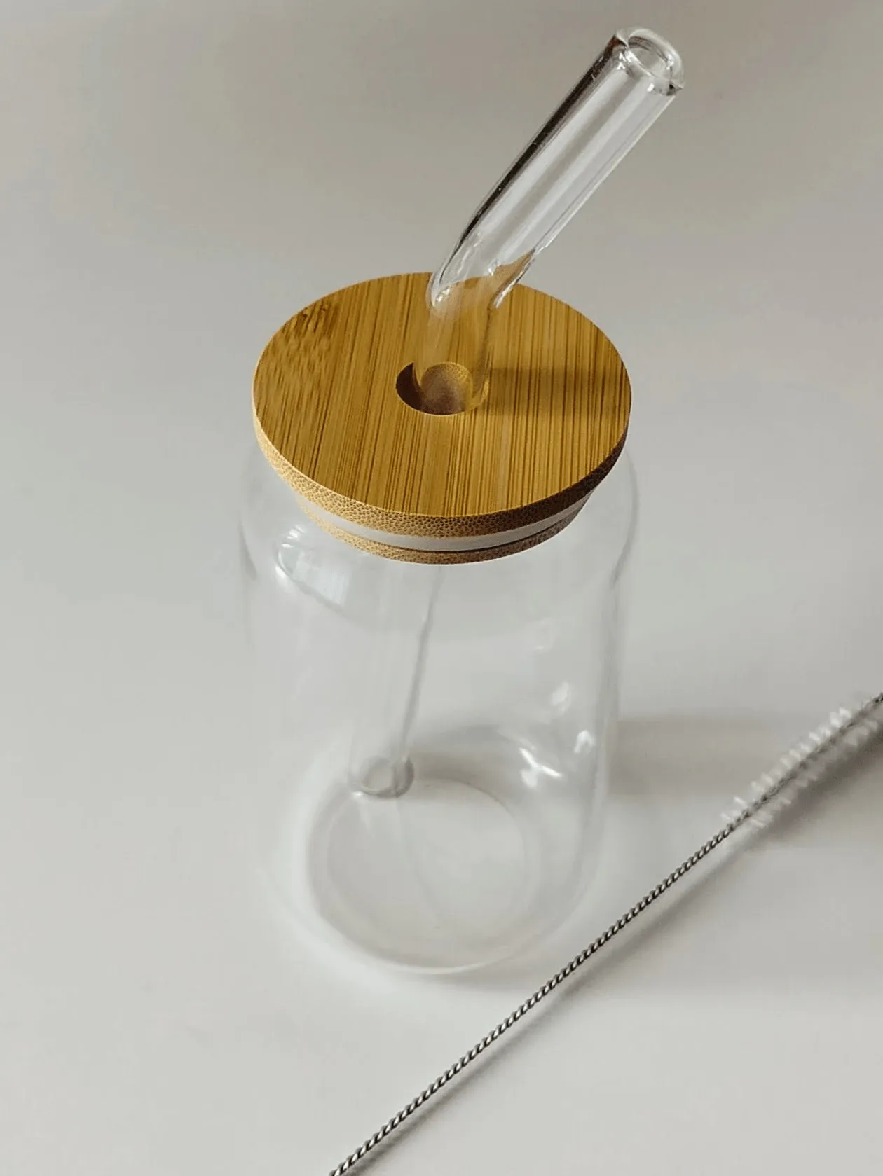 Bubble Glass Cup With Lid and Straw