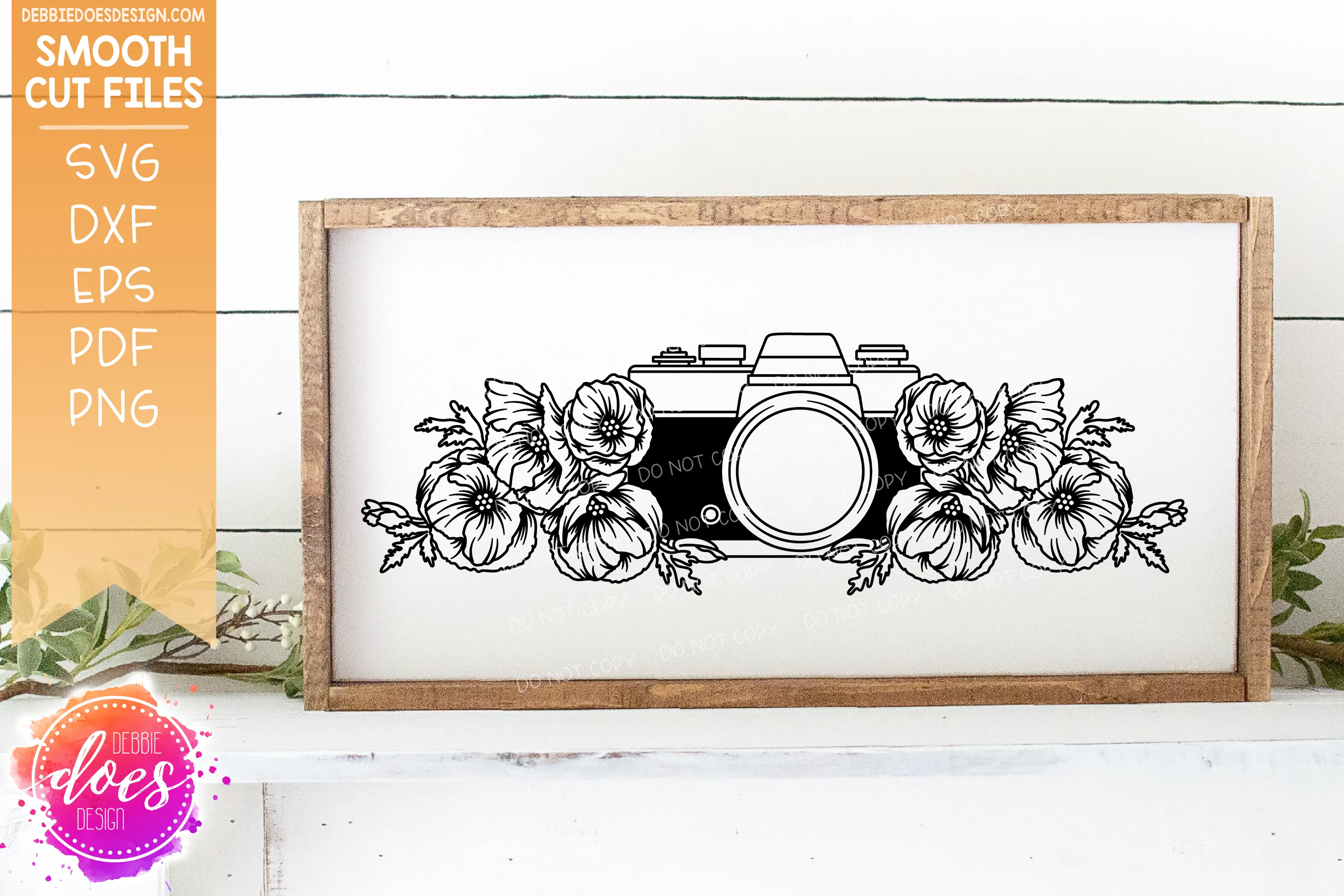 Camera with Flowers Arrangement 1 - Includes 2 Versions! - SVG Files