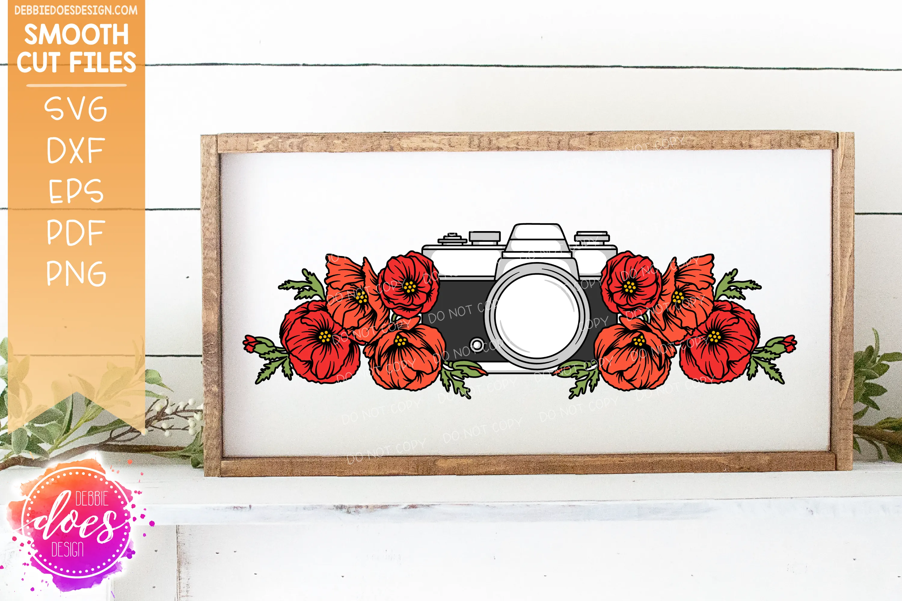 Camera with Flowers Arrangement 1 - Includes 2 Versions! - SVG Files