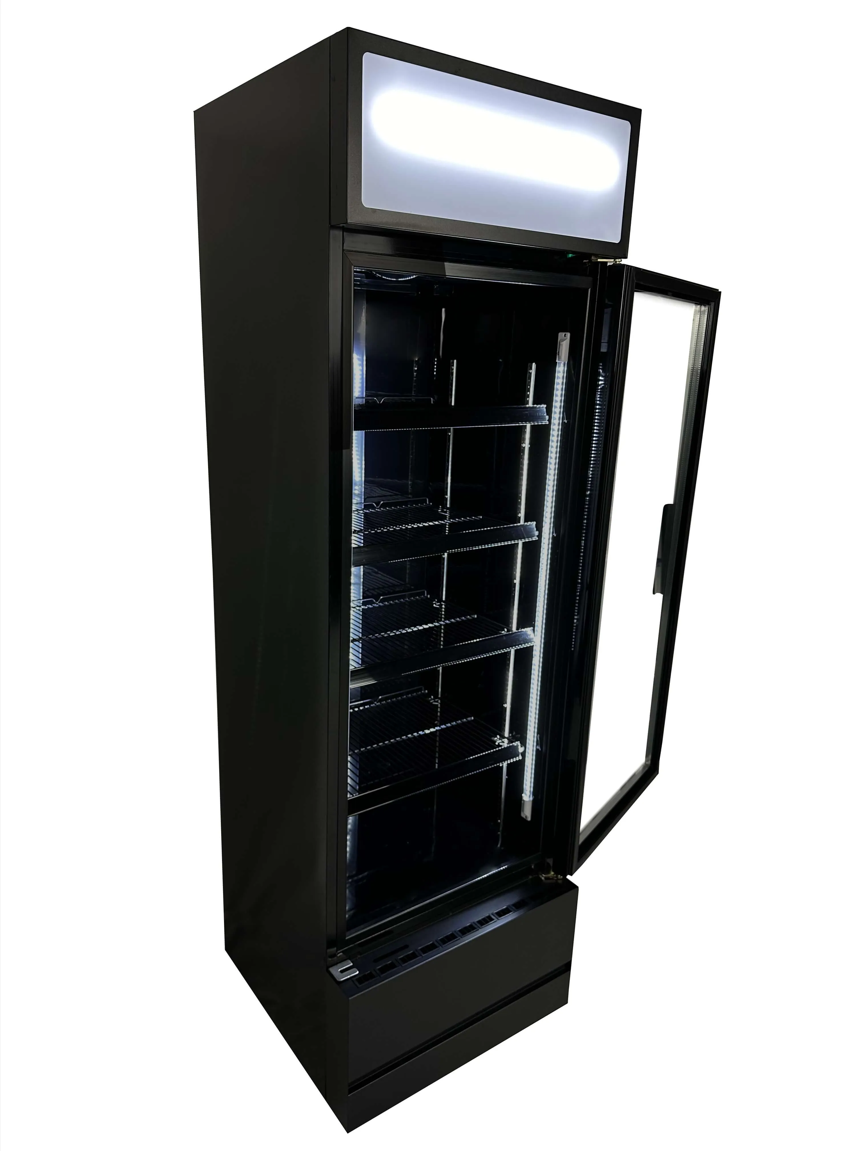 Combisteel Single Hinged Glass Door Bottle Fridge Merchandiser Black 360Ltr - 7455.2104