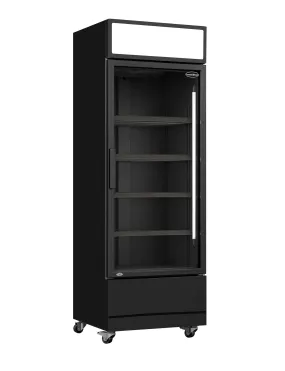 Combisteel Single Hinged Glass Door Bottle Fridge Merchandiser Black 360Ltr - 7455.2104