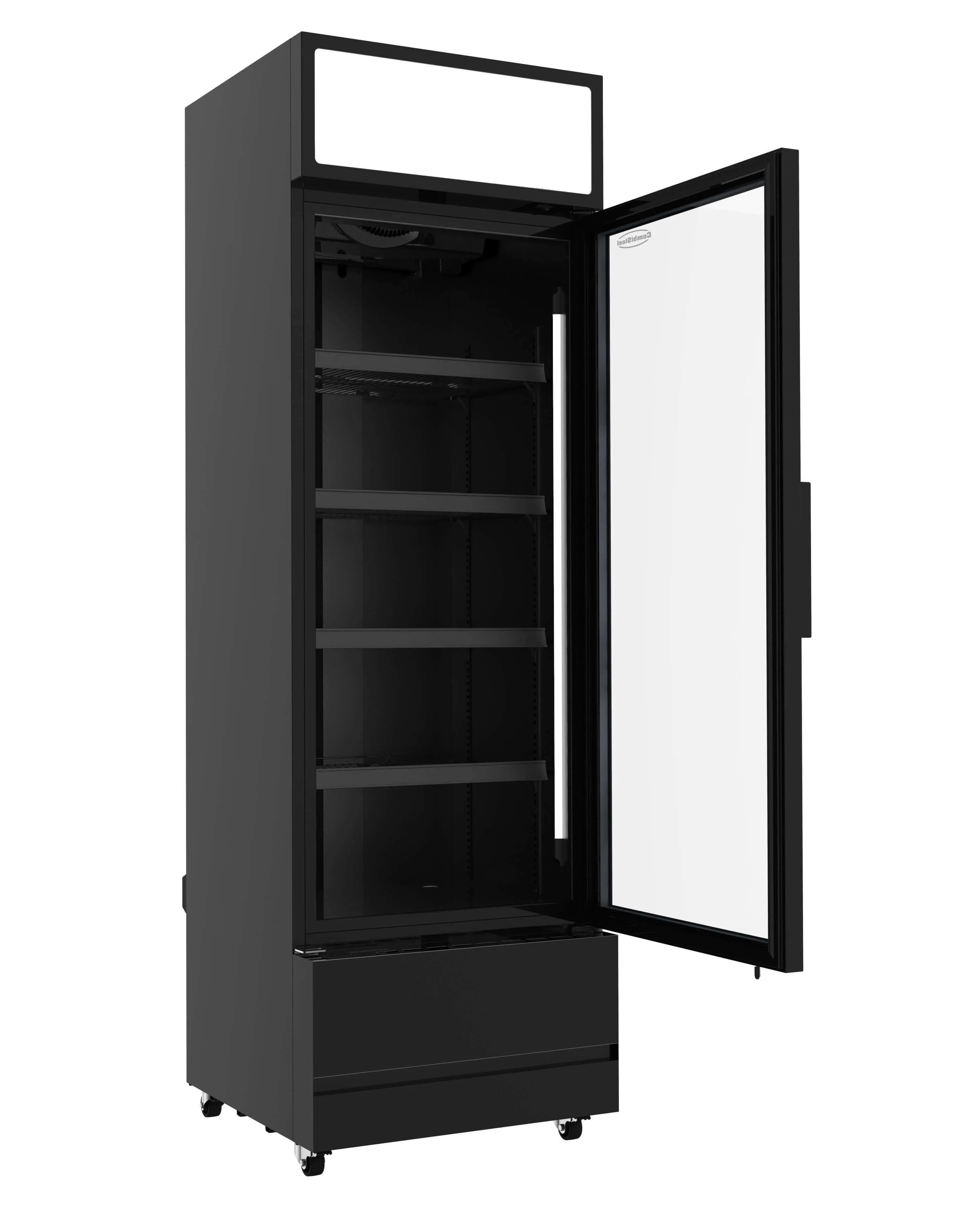 Combisteel Single Hinged Glass Door Bottle Fridge Merchandiser Black 360Ltr - 7455.2104