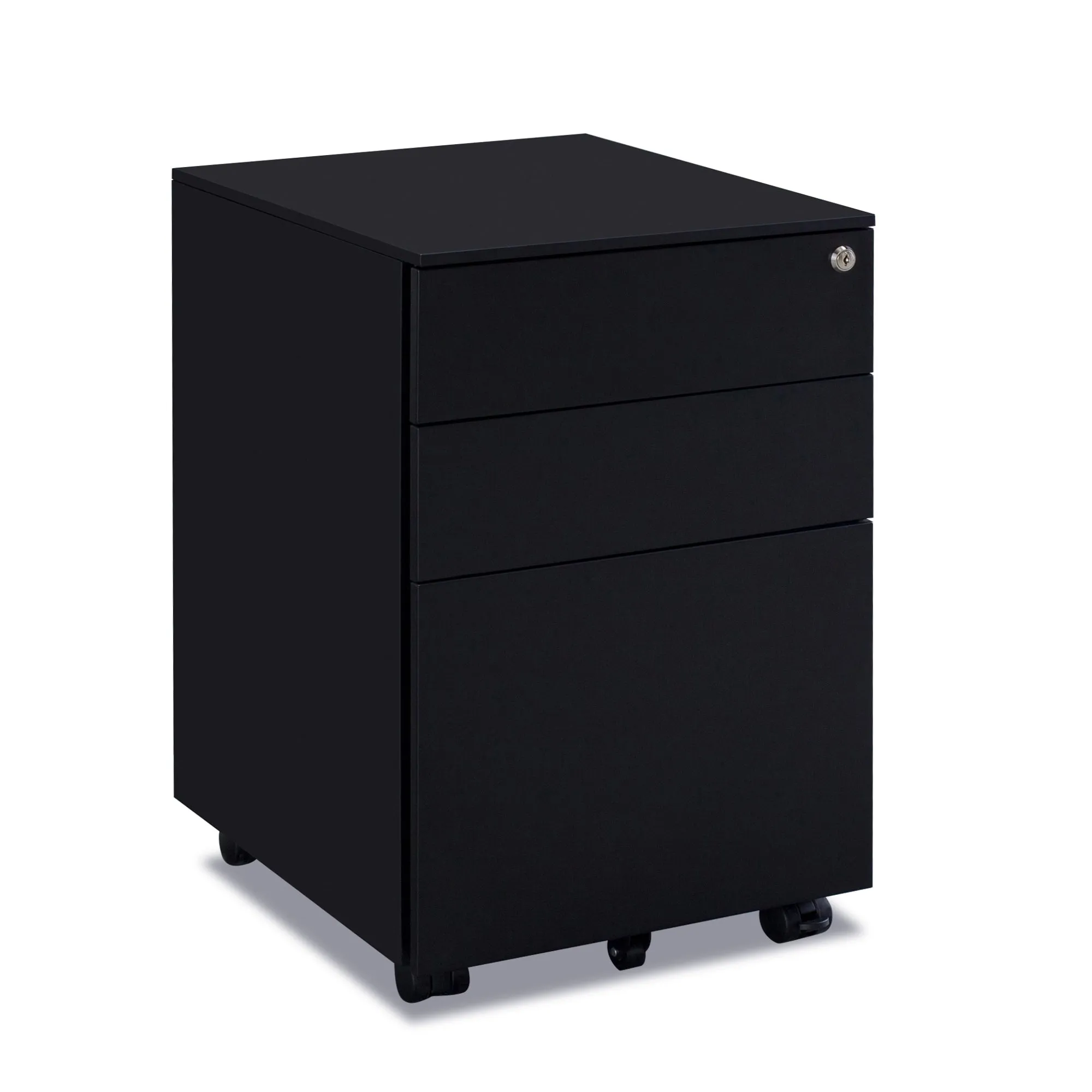 Compact 3 Drawer Mobile File Cabinet - Black