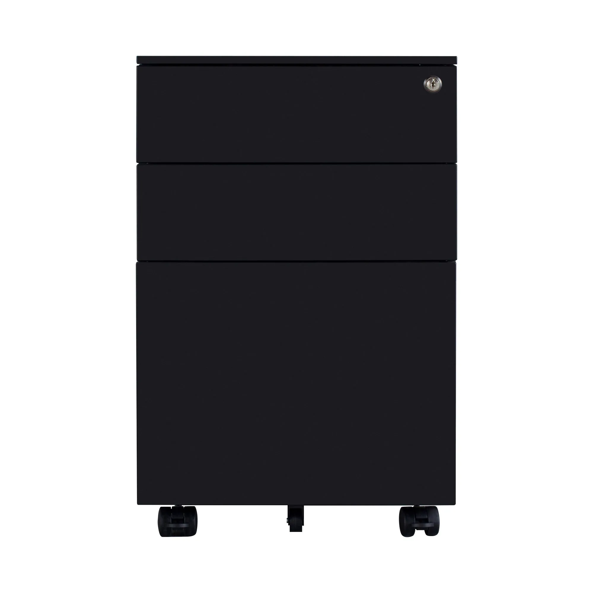 Compact 3 Drawer Mobile File Cabinet - Black