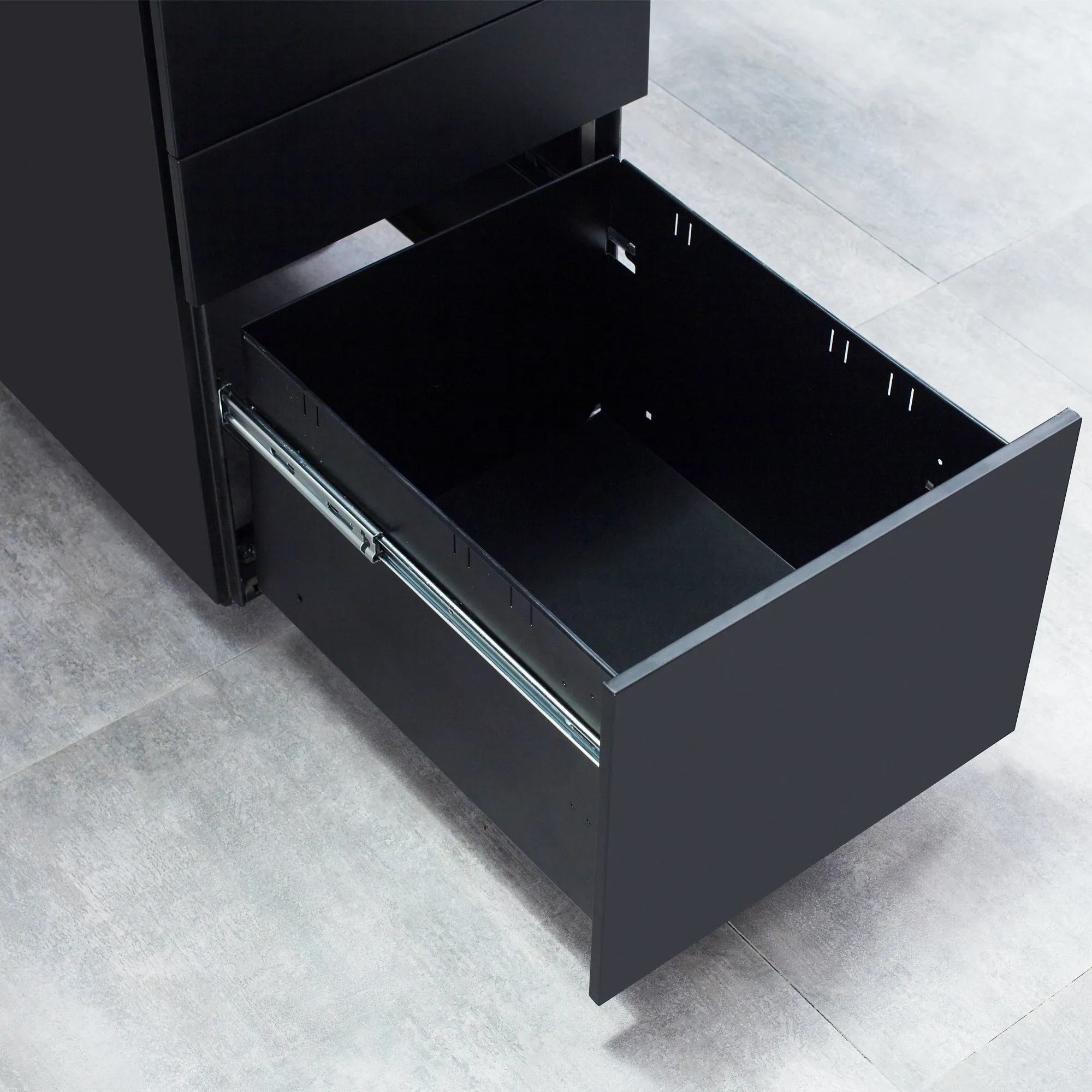 Compact 3 Drawer Mobile File Cabinet - Black