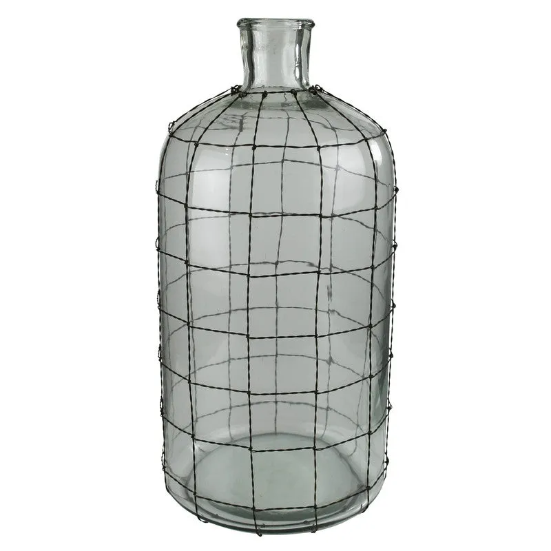 Conde Glass Bottle, Wire Grid - Lrg