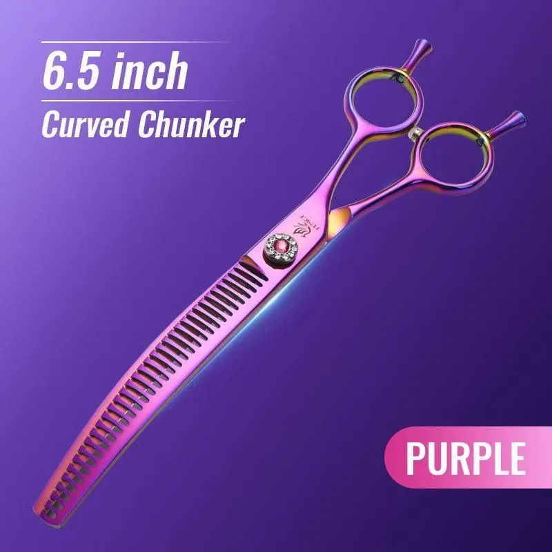 Curved Pet Grooming Shears: Professional Stainless Steel Blades for Cats and Dogs - Stylish, Ergonomic Design