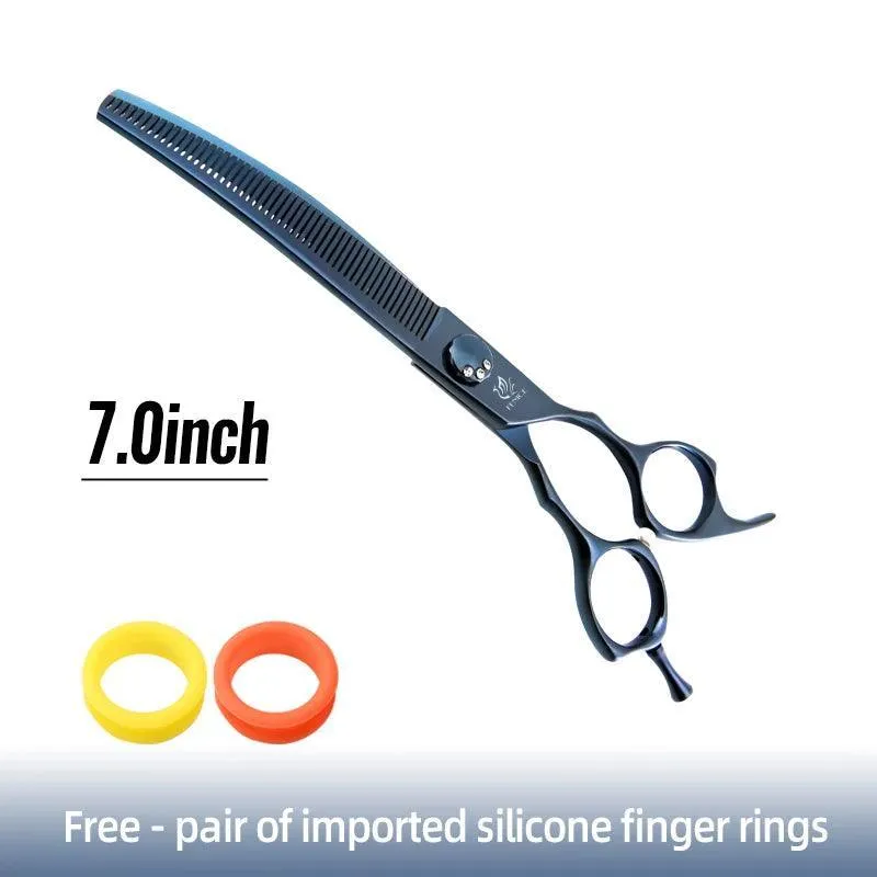 Curved Pet Grooming Shears: Professional Stainless Steel Blades for Cats and Dogs - Stylish, Ergonomic Design