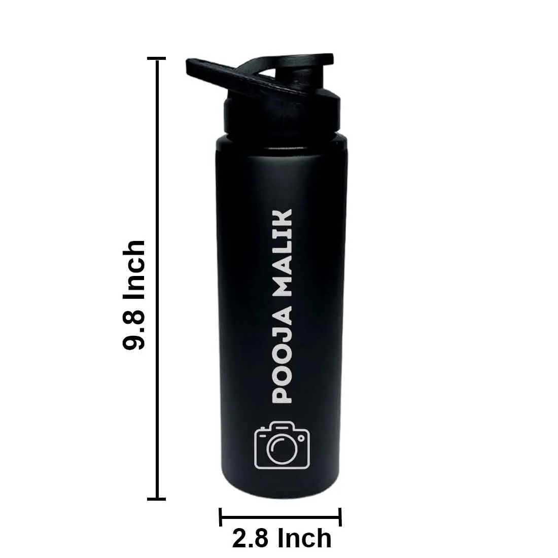 Custom Water Bottle with Name Engraved Stainless Steel for School Office Gym - Camera