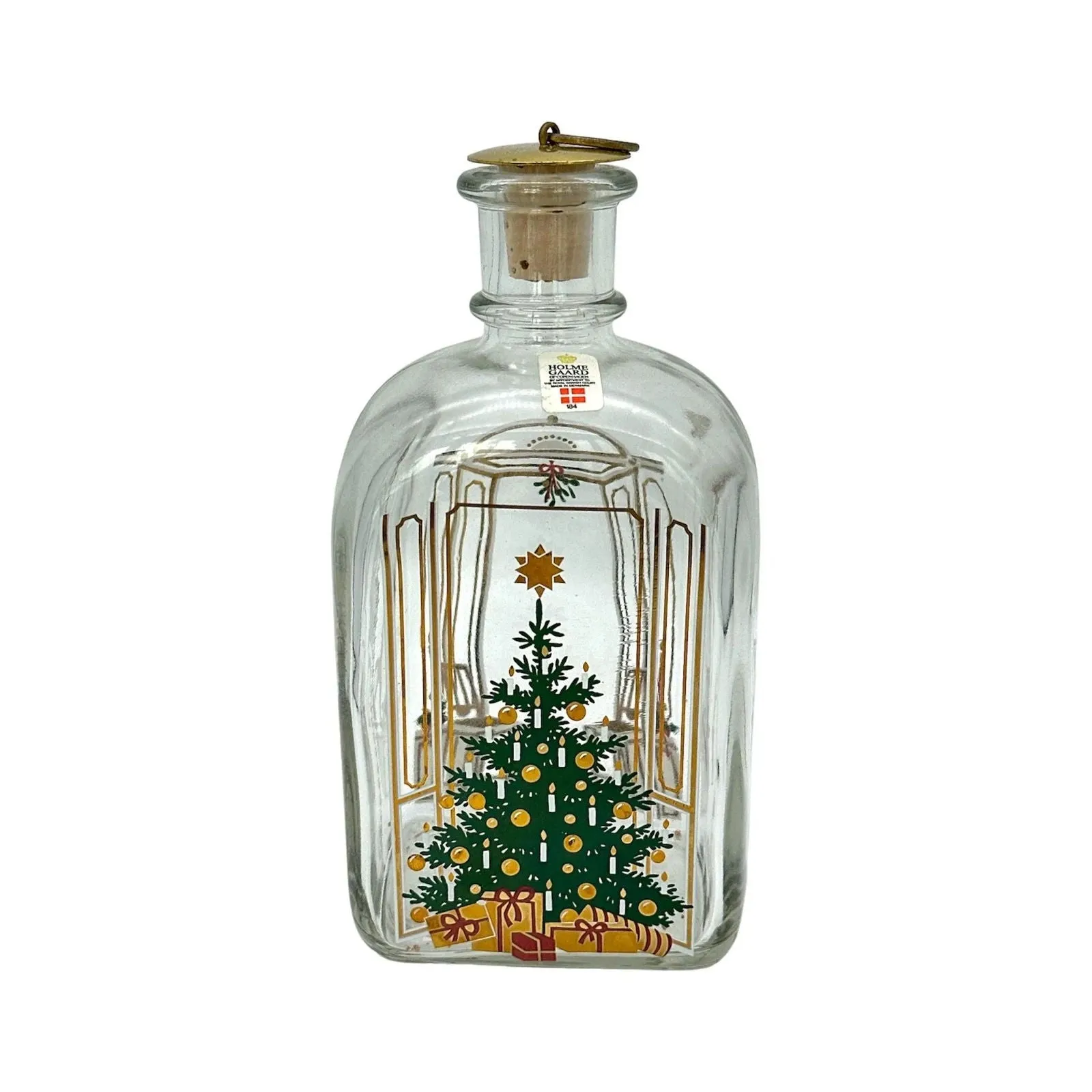 Danish Christmas Decanter: Vintage Holmegaard Art Glass Collectible