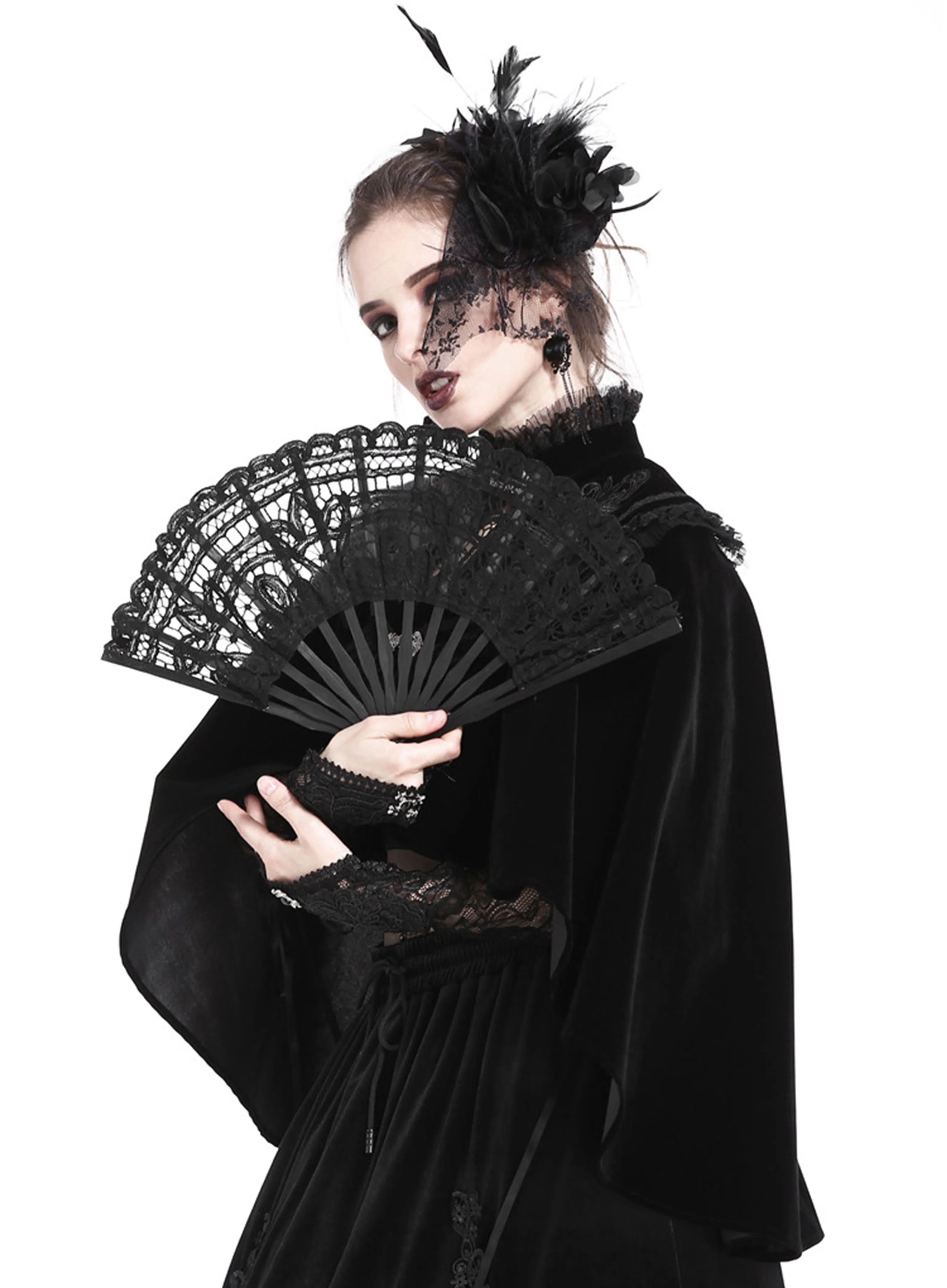 Dark In Love Gothic Lolita Lace Fan