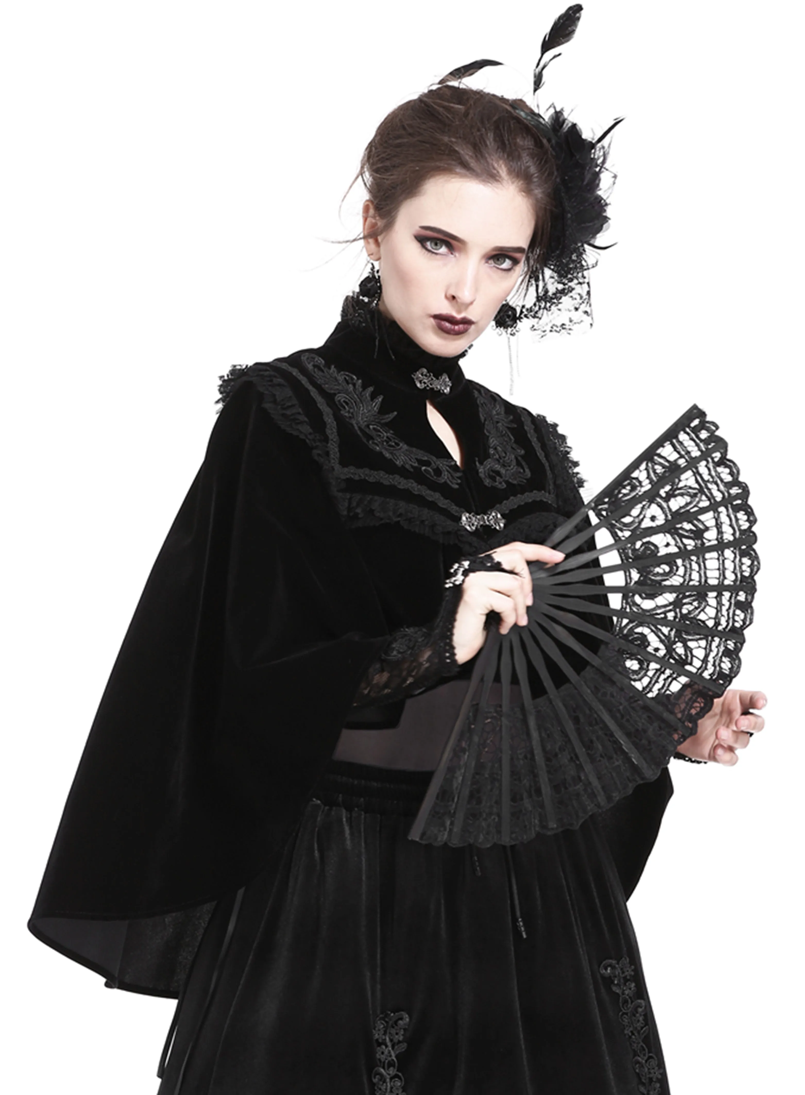 Dark In Love Gothic Lolita Lace Fan