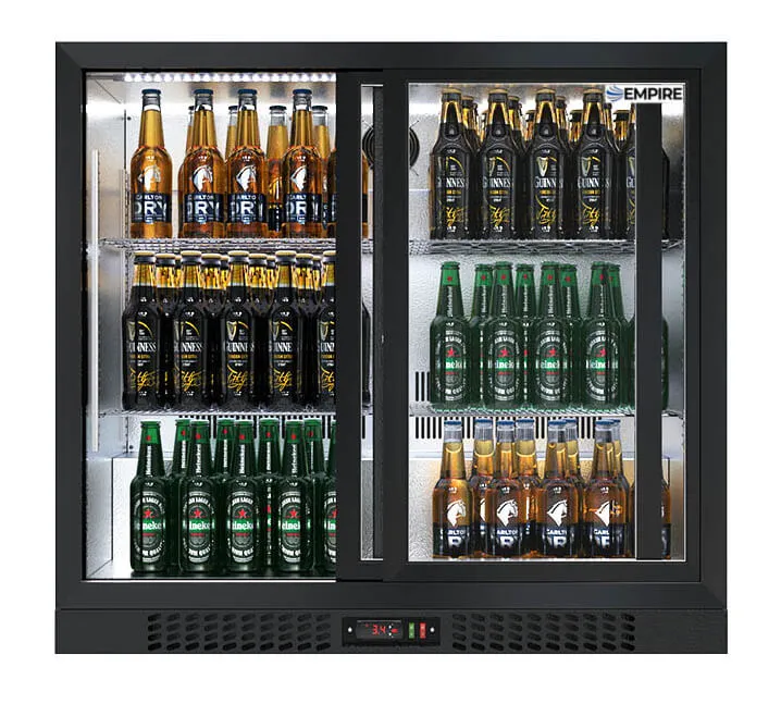 Empire Premium Double Door Low Profile 208 Litre Bottle Cooler Sliding Doors - CL-210SC-EE