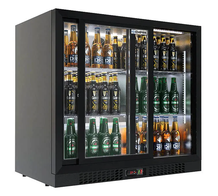 Empire Premium Double Door Low Profile 208 Litre Bottle Cooler Sliding Doors - CL-210SC-EE