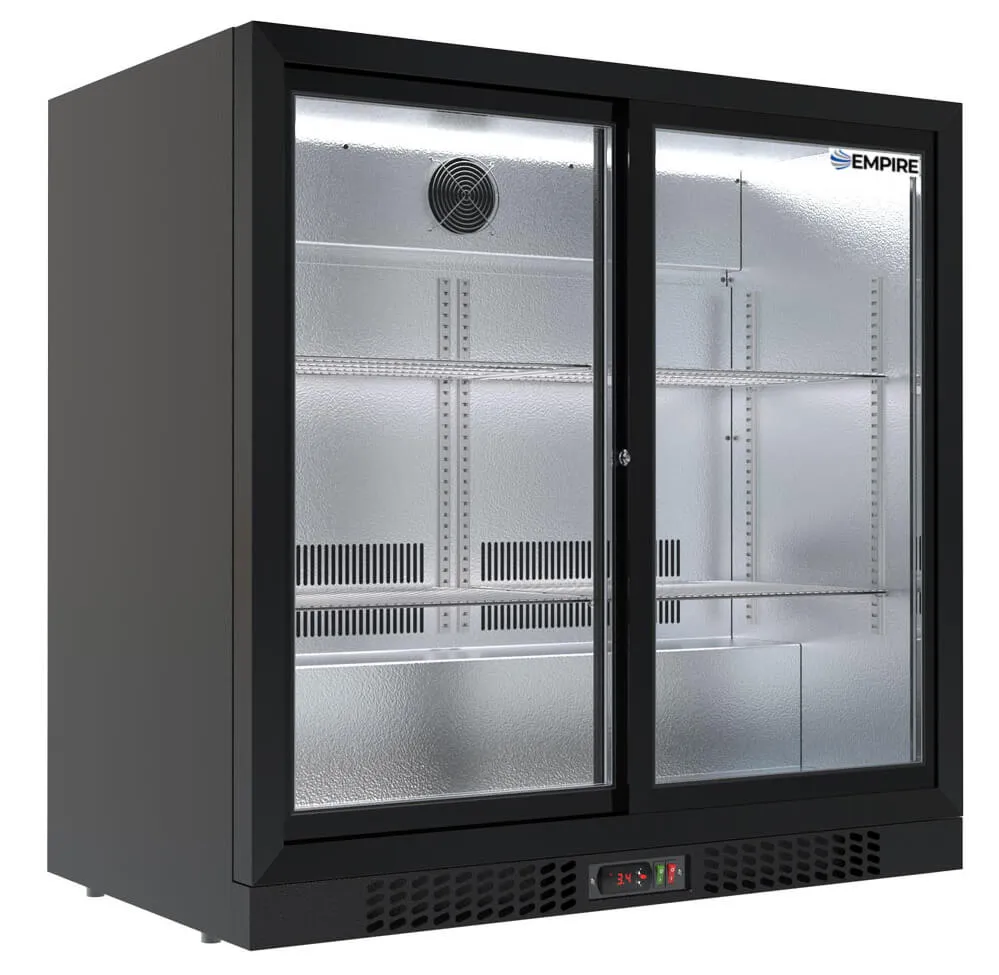 Empire Premium Double Door Low Profile 208 Litre Bottle Cooler Sliding Doors - CL-210SC-EE